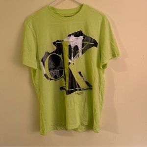Calvin Klein Jeans T Shirt Men’s Large  Yellow Short Sleeves Logo Crewneck